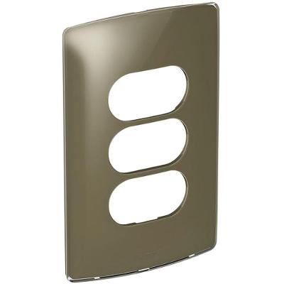 Placa 3 Postos Separados 2X4 Malt Gloss 663265 Linha Nereya Legrand Cinza Pial