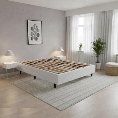 Cama Box Casal Base Cama Box Madeira Maciça Desmontável com Pés Cinza 137CM