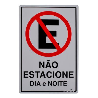 Placa de Sinalização Não Estacione com Material Resistente Bemfixa 20CM 30CM