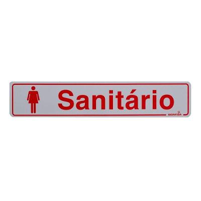 Placa de Sinalização Sanitário Feminino com Imagem Branco Bemfixa 5X25CM