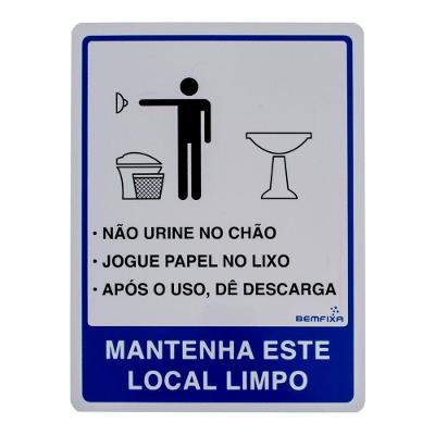 Placa de Sinalização Banheiro Masculino com Material Resistente Branco Bemfixa
