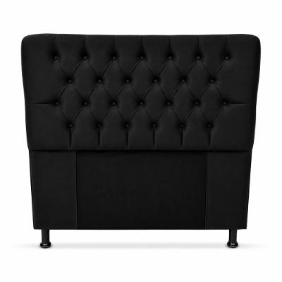 Cabeceira Estofada Gabriela Casal Fixação no Box MDF Suede Preto Milani Movelaria