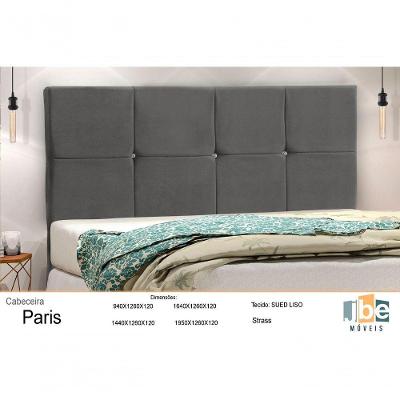 Cabeceira Casal Queen Paris 164CM Fixação no Box Revestida em Suede Cinza JBE Móveis