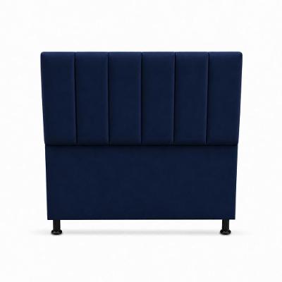 Cabeceira Estofada Giovana Solteiro Fixação no Box MDF Suede Azul Marinho Milani Movelaria 140CM