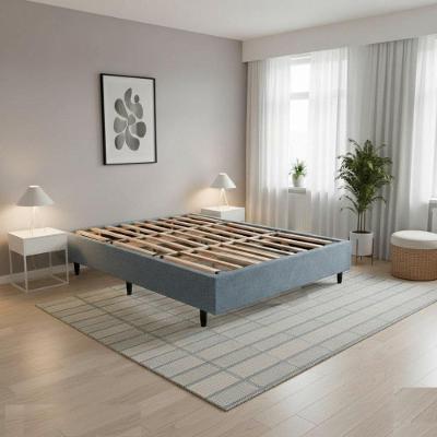Cama Box Casal Desmontável Base Cama Box Madeira Maciça Tecido Premium Cinza 137CM