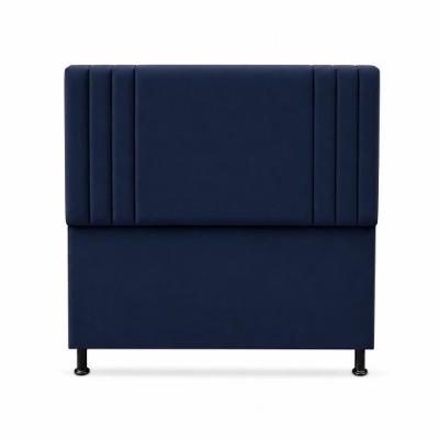 Cabeceira Isis Solteiro Estofada em MDF com Veludo Azul Marinho Milani Movelaria 90CM