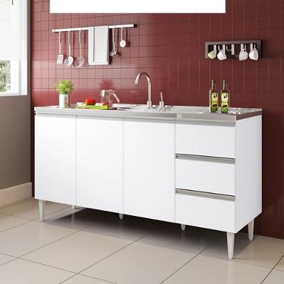 Balcão Recife 3 Portas 3 Gavetas MDF-MDP 157CM Branco Milani
