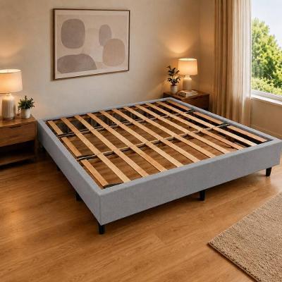 Cama Box King Base Cama Box Estrutura Madeira Desmontável Cinza Claro