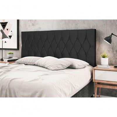 Cabeceira Estofada Solteiro Madri Fixação no Box Revestimento Suede Preto JBE Móveis 94CM