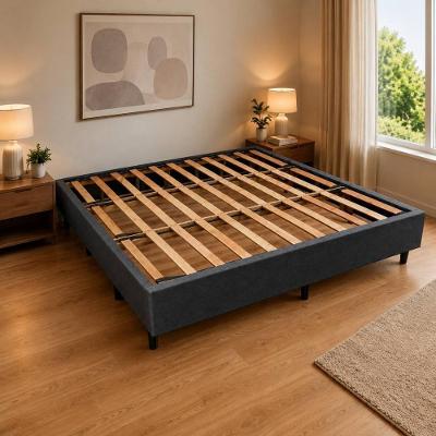 Cama Box King Base Cama Box Desmontável Cinza Escuro 190CM 202CM