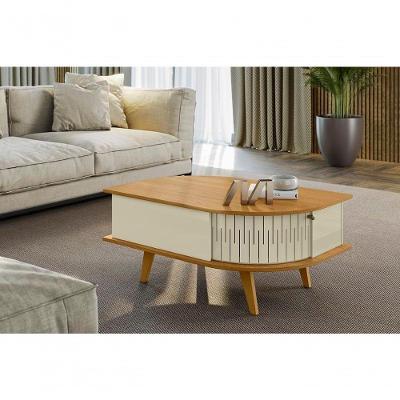 Mesa de Centro Indianápolis Orgânico MDF Plástico 90CM Branco Madetec