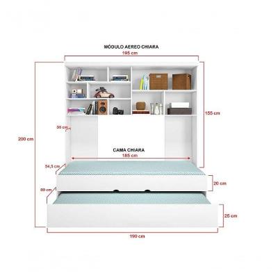 Jogo de Quarto Chiara 2 Portas MDP Branco Brilho Phoenix Baby 188CM