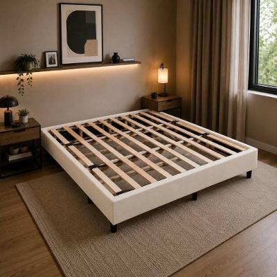 Base Cama Box King Size Nova Cama Estrutura Madeira Desmontável Bege