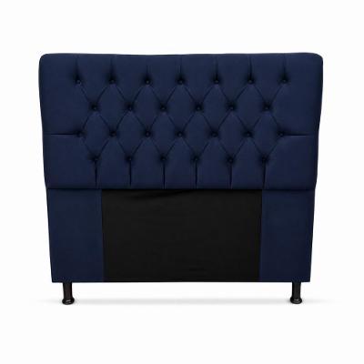 Cabeceira Gabriela Casal Fixação no Box Estofada em Suede Azul Marinho Milani Movelaria 140CM