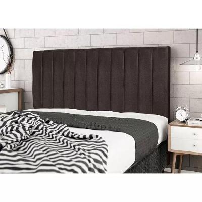 Cabeceira Estofada Leblon King Size Fixação no Box Madeira Maciça Suede Marrom JBE Móveis 195CM