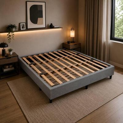 Base para Cama Box King Base Cama Box Estrutura em Madeira Desmontável Cinza Claro