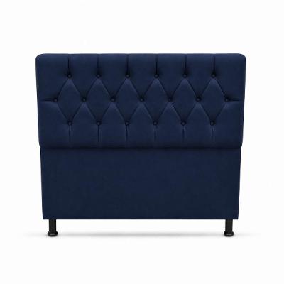 Cabeceira Luna Solteiro Fixação no Estrado MDF Couro Sintético Azul Marinho 90CM Milani Movelaria
