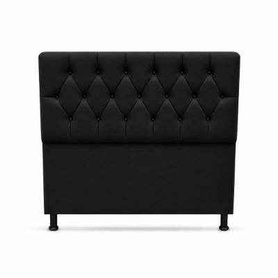 Cabeceira Luna Solteiro Estofada MDF Suede Preto Milani Movelaria 90CM