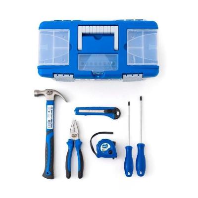 Kit de Ferramentas com Alicate Estilete Martelo Chaves Trena e Caixa 35CM Cinza Bemfixa