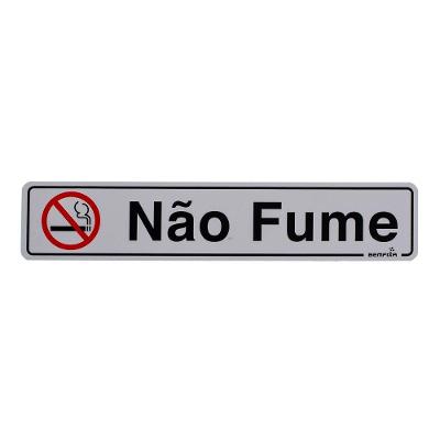 Placa de Sinalização Não Fume Clara e Profissional Branco Bemfixa 5X25 cm