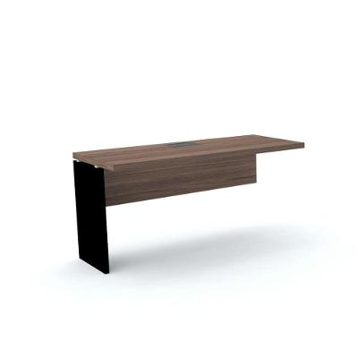 Mesa De Escritório Complemento 120 X 60 Cm Com Caixa De Tomada Pe40 Em Mdp Walnut Base Preta