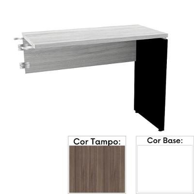 Mesa De Escritório Complemento 90 X 45 Cm Pé Painel Pe25 Em Mdp Cor Walnut E Base Branca