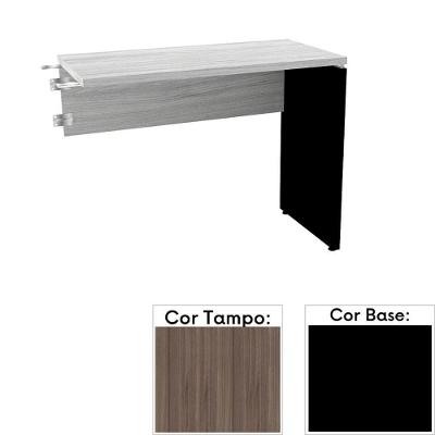 Mesa De Escritório Complemento 90 X 45 Cm Pé Painel Pe25 Em Mdp Cor Walnut E Base Preta
