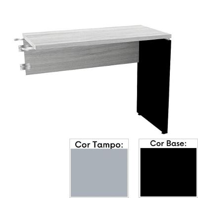 Mesa De Escritório Complemento 90 X 45 Cm Pé Painel Pe25 Em Mdp Cinza Com Base Preta
