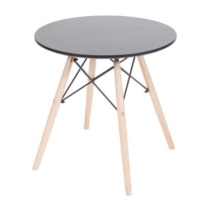 Mesa Infantil Redonda 60 Cm Dkr Base De Madeira Tampo Preto Mdf