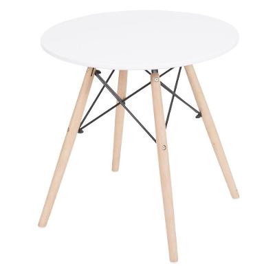 Mesa Infantil Redonda 60 Cm Dkr Base De Madeira Tampo Branco Mdf