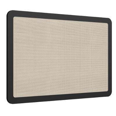 Cabeceira Painel Solteiro Oslo Artesano 90 Cm (largura) Em Mdp Nero E Tela Sintética Bege