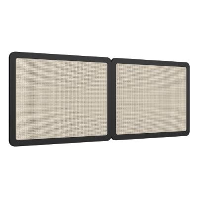 Cabeceira Painel Casal Oslo Artesano 160 Cm (largura) Em Mdp Nero E Tela Sintética (palhinha) Bege
