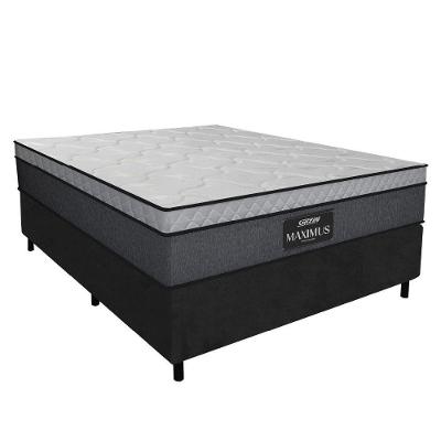 Cama Box Casal Colchão Molas Ensacadas 138x188x62cm Cinza - Preto - Suporta Até 120kg Cinza-bran