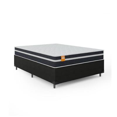 Cama Box Casal Colchão Molas Qatar 138x188x60cm Branco / Preto - Suporta Até 150kg Por Pessoa Preto / Branco