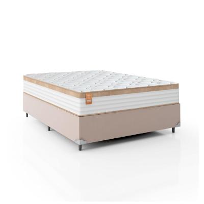 Cama Box Casal Colchão 138x188x65cm Branco/Bege - Suporta Até 130kg Por Pessoa Branco Nature
