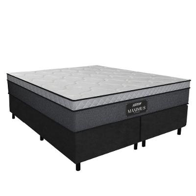 Cama Box Casal Queen Colchão 158x198x62cm Cinza - Preto - Suporta Até 120kg Cinza-bran