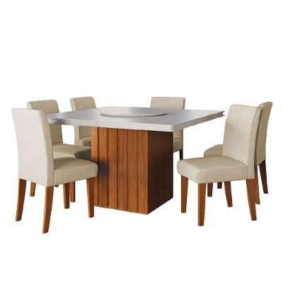Conjunto Sala De Jantar Amsterdã New Mesa Tampo 6 Cadeiras