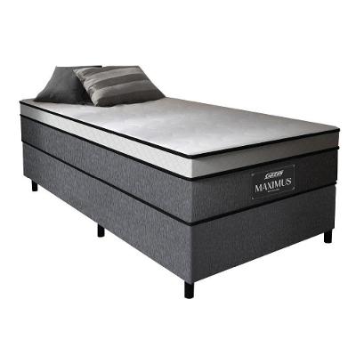 Cama Box Solteiro Colchão Gazin Maximus Molas Ensacadas 88x188x62cm Grafite Preto Suporta Até 120kg