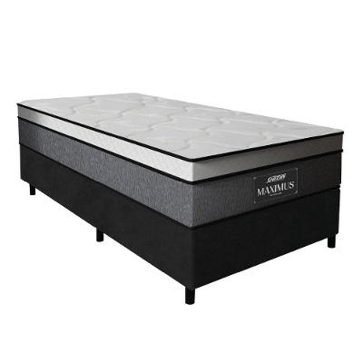 Cama Box Solteiro Colchão Molas Ensacadas 88x188x62cm Cinza - Preto - Suporta Até 120kg Cinza-bran