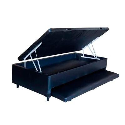 Cama Box Baú Auxiliar Solteiro com Cama Extra Sintético Espuma 8cm Madeira Preto Homequeen