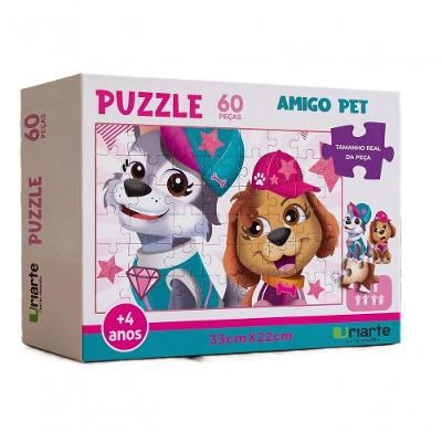Quebra Cabeça Puzzle 4793 60 Peças Amigo Pet com Estímulo ao Desenvolvimento Motor Uriarte