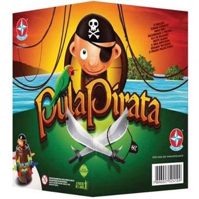 Jogo de Tabuleiro Jogo Pula Pirata Diversão para Crianças Estimula Coordenação Vermelha e Amarela