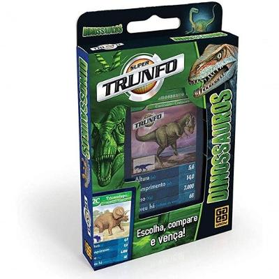 Jogo de Cartas Super Trunfo Dinossauros Ref. 1402 com 32 Cartas Ilustradas Grow