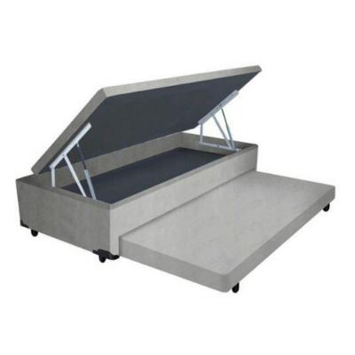 Cama Box com Baú Solteiro Auxiliar Espuma Suede Cinza Homequeen