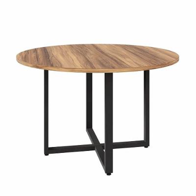 Mesa de Reunião Redonda Savoia Contemporâneo MDP 120CM Nogal Preto