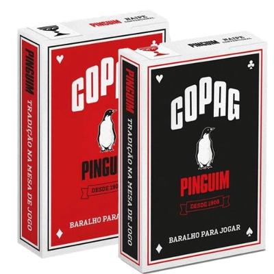 Baralho de Cartas Pinguim Tradicional para Jogos Bivolt Preto Copag Unico