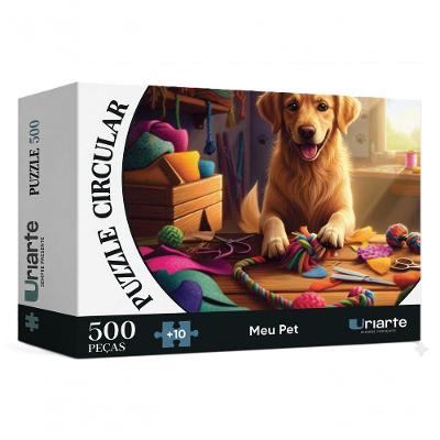 Quebra Cabeça Meu Pet 5261 Puzzle Redondo 500 Peças Branco Uriarte
