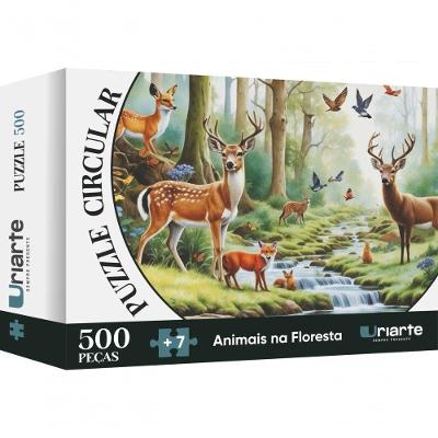 Quebra Cabeça Puzzle 4880 Circular 500 Peças Animais da Floresta Verde Uriarte