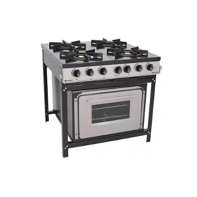 Fogão Industrial BR4BF com 2 Queimadores Duplos e 2 Triplos Mesa Esmaltada Preto Venâncio