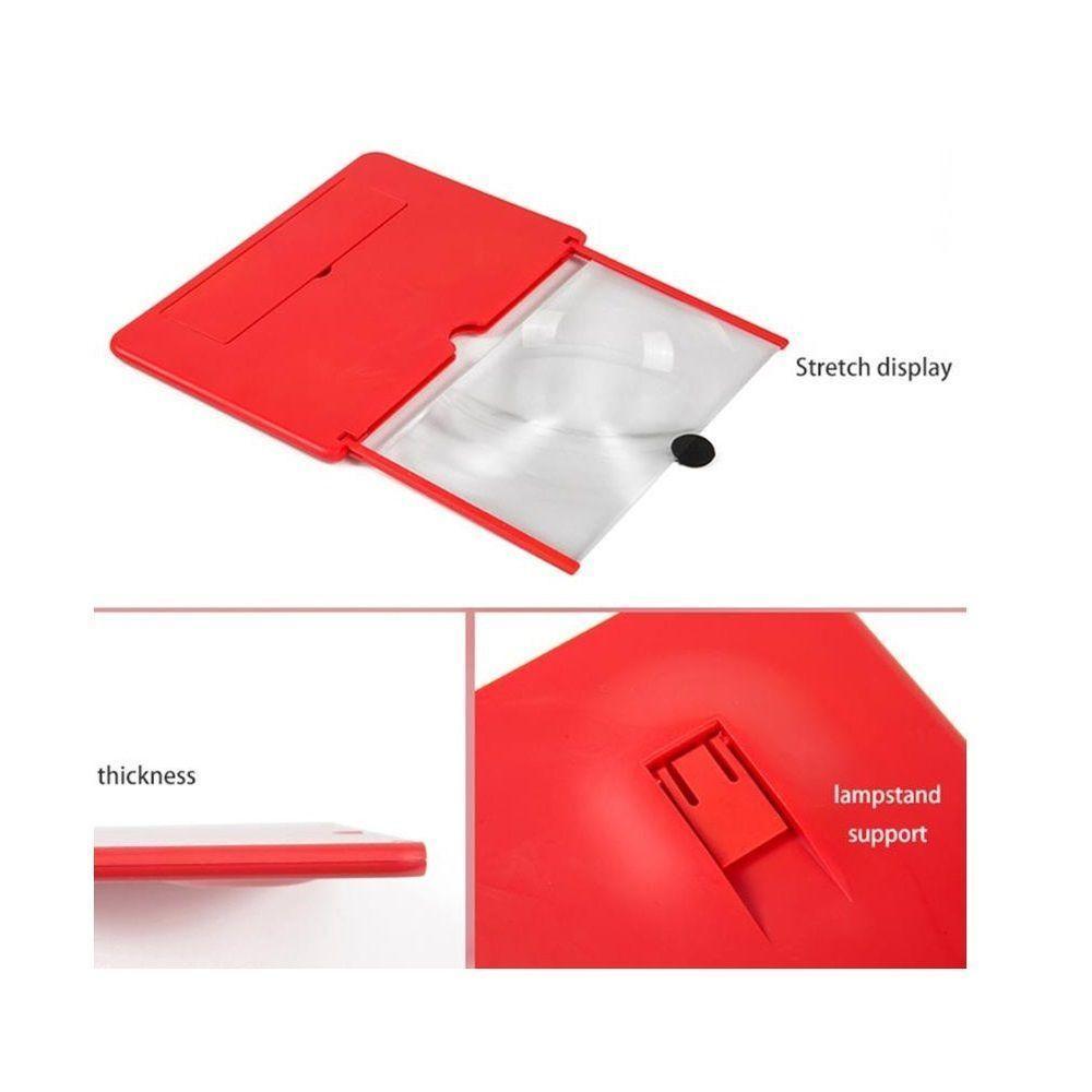 Tela Lupa Amplificadora De Imagem 3D Dobravel Celular Alta Definição Tela - Vermelho - 3